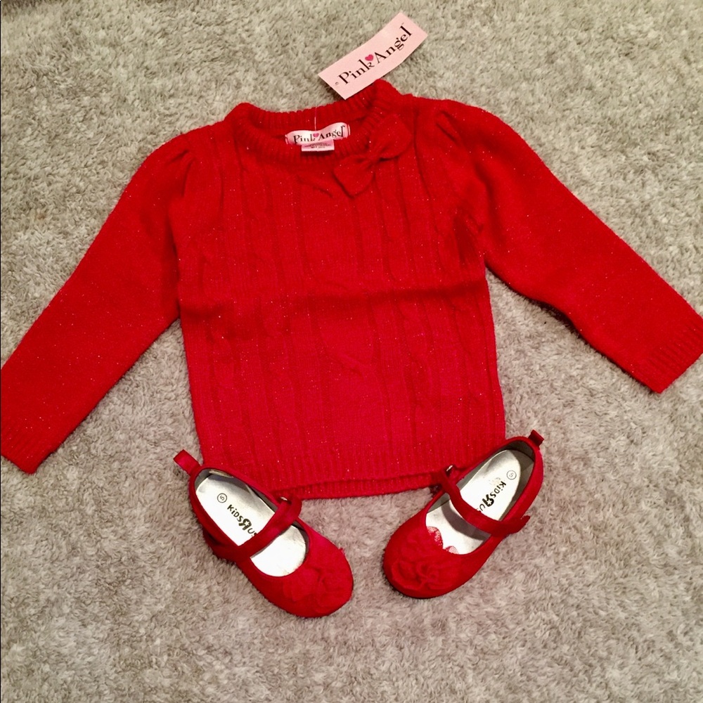 NWT Girl 18 m Red Knit Sweater
